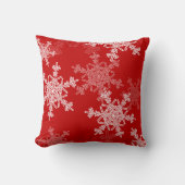 赤い白い雪の結晶ミニマリストクリスマス クッション (正面)