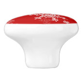 赤い白い雪の結晶ミニマリストクリスマス セラミックノブ (側面)
