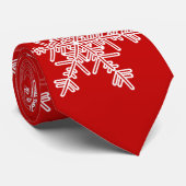 赤い白い雪の結晶ミニマリストクリスマス ネクタイ (ロール)