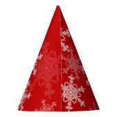 赤い白い雪の結晶ミニマリストクリスマス パーティーハット (裏面)