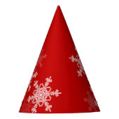 赤い白い雪の結晶ミニマリストクリスマス パーティーハット (正面)