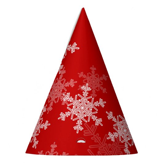 赤い白い雪の結晶ミニマリストクリスマス パーティーハット (左)