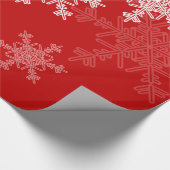赤い白い雪の結晶ミニマリストクリスマス ラッピングペーパー (角)