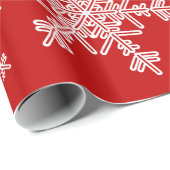 赤い白い雪の結晶ミニマリストクリスマス ラッピングペーパー (ロールコーナー)