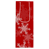 赤い白い雪の結晶ミニマリストクリスマス ワインギフトバッグ (正面)