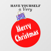 赤い白い雪を冠したオーナメントメリークリスマス  ウィンドウサイン (シート)