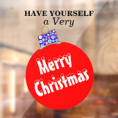 赤い白い雪を冠したオーナメントメリークリスマス  ウィンドウサイン (シート2)