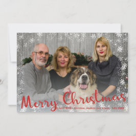 赤い白い雪片の素朴なメリークリスマススクリプト シーズンカード