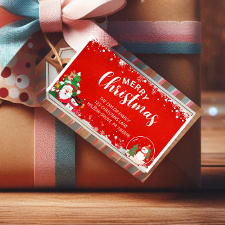 赤い白い雪素朴片クリスマスラベル ラベル