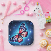 赤い白い青い蝶 ペーパープレート (パーティー)