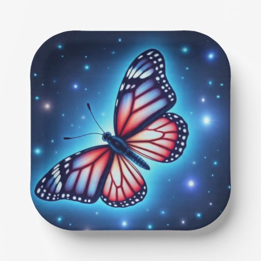 赤い白い青い蝶 ペーパープレート (正面)
