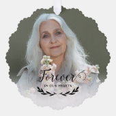 赤い白い鳩が永遠に私たちのハート写真 オーナメントカード (正面)