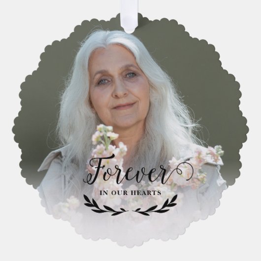 赤い白い鳩が永遠に私たちのハート写真 オーナメントカード (正面)