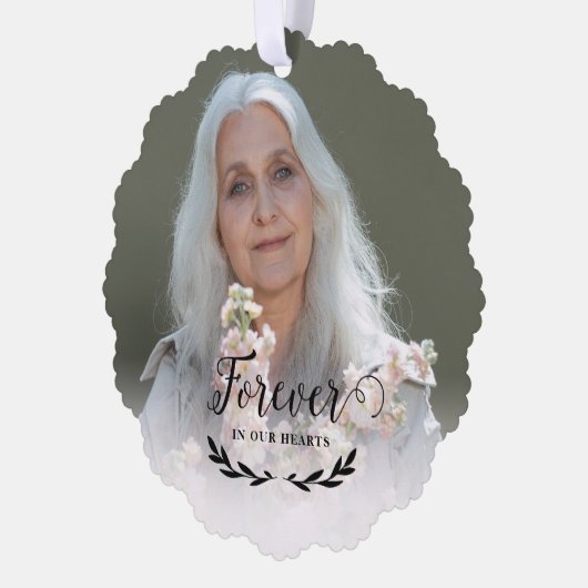 赤い白い鳩が永遠に私たちのハート写真 オーナメントカード (左)