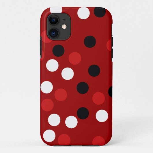 赤い白い黒いドットのパターン Case-Mate iPhoneケース (裏面)