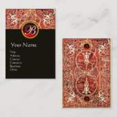 赤い白い黒いフローラの渦巻きと天使 名刺 (正面/裏面)