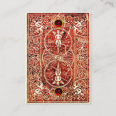 赤い白い黒いフローラの渦巻きと天使 名刺 (裏面)