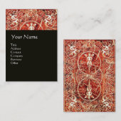 赤い白い黒いフローラの渦巻きと天使 名刺 (正面/裏面)