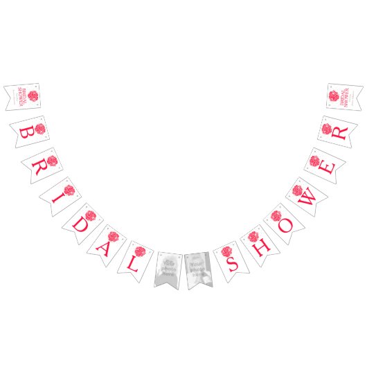 赤い白いposyブライダルシャワー写真のバンティング バンティングフラッグ (全)