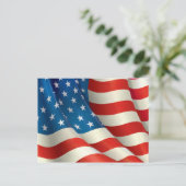 赤い白および青い振る米国の旗 ポストカード (スタンド正面)
