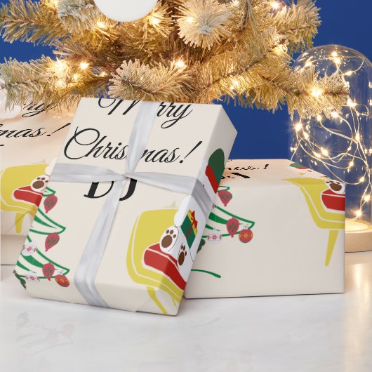 赤い白かわいいクマの木の星メリークリスマス ラッピングペーパー (クリスマス)