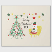 赤い白かわいいクマの木の星メリークリスマス ラッピングペーパー (フラット)