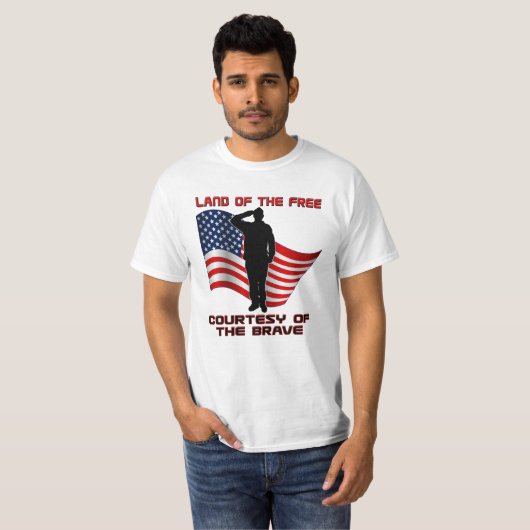 赤い白くおよび青のユニークな退役軍人および旗のTシャツ Tシャツ (正面フル)