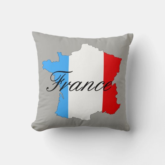 赤い白くのフランスの地図および青 クッション (正面)
