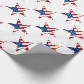 赤い白く及び青の愛国心が強い星の包装紙 ラッピングペーパー (角)