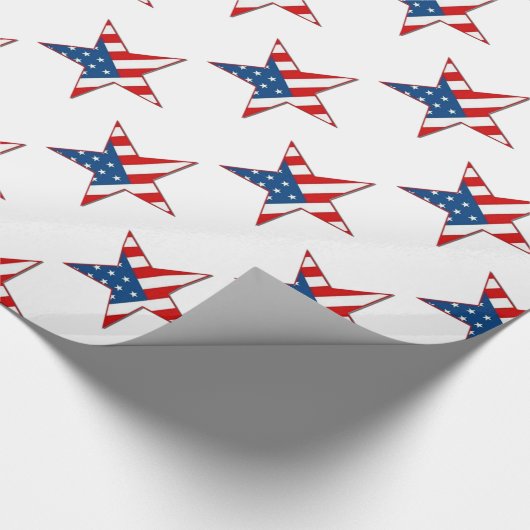 赤い白く及び青の愛国心が強い星の包装紙 ラッピングペーパー (角)