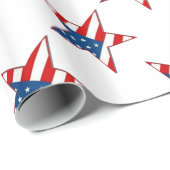 赤い白く及び青の愛国心が強い星の包装紙 ラッピングペーパー (ロールコーナー)