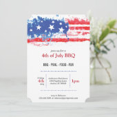 赤い白く及び青の(ばちゃばちゃ)跳ねるの米国旗 招待状 (スタンド正面)