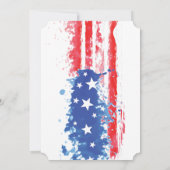 赤い白く及び青の(ばちゃばちゃ)跳ねるの米国旗 招待状 (裏面)