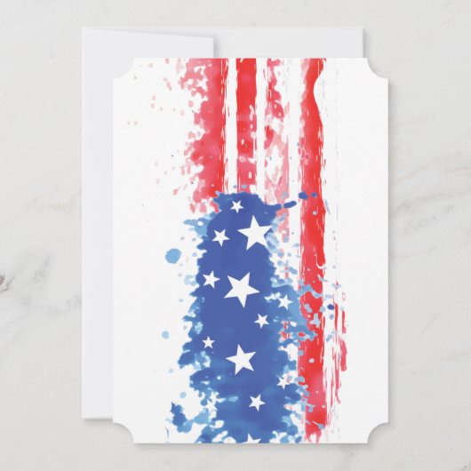 赤い白く及び青の(ばちゃばちゃ)跳ねるの米国旗 招待状 (裏面)