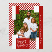 赤い白とキャンディの杖のカラフルのクリスマス写真 シーズンカード (正面/裏面)