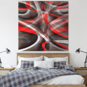 赤い白とグレーのレイヤカーブの80年代 キャンバスプリント (インサイチュ (寝室))