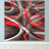 赤い白とグレーのレイヤカーブの80年代 キャンバスプリント (インサイチュ (ウッドフロア))