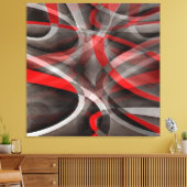 赤い白とグレーのレイヤカーブの80年代 キャンバスプリント (インサイチュ (リビング))