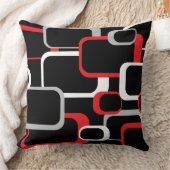 赤い白とグレーのレトロの正方形 クッション (ブランケット)