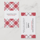 赤い白とグレーの格子模様 名刺 (正面/裏面)