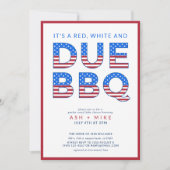 赤い白とデュースバーベキュー性別が赤ちゃんのシャワーを明らかにする 招待状 (正面)