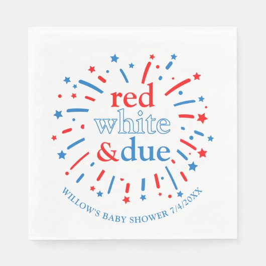 赤い白とデューベイビーシャワーナプキン スタンダードランチョンナプキン (正面)