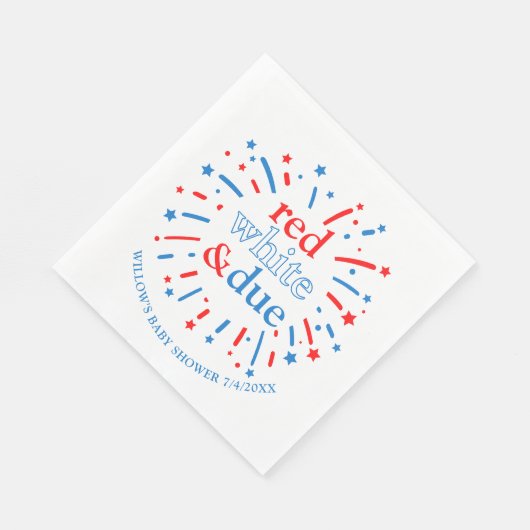 赤い白とデューベイビーシャワーナプキン スタンダードランチョンナプキン (角)