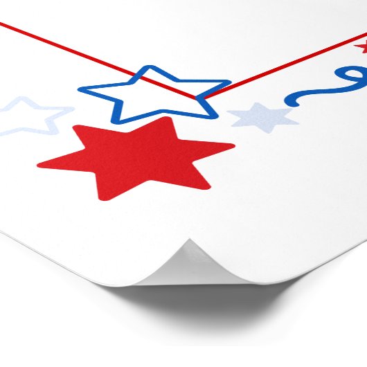 赤い白とデューベビーシャワー歓迎サイン ポスター (角)