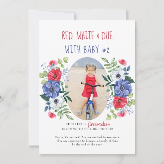 赤い白とデューベビー番号2フローラ妊娠 案内状