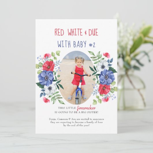 赤い白とデューベビー番号2フローラ妊娠 案内状 (スタンド正面)