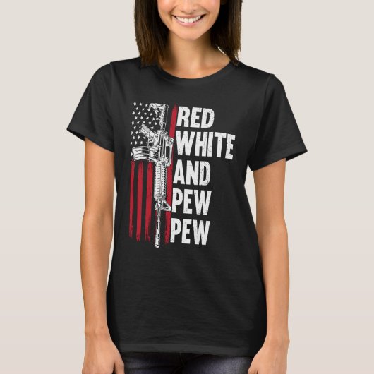 赤い白とピュー愛国主義のプロガンアメリカンFla Tシャツ (正面)