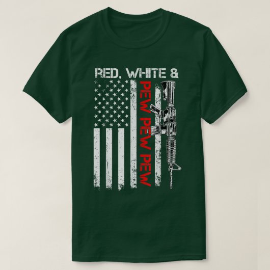赤い白とピュー愛国主義のプロガンAR15ライフルUS Tシャツ (デザイン正面)
