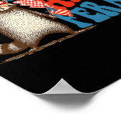 赤い白とフェラルおもしろいトランプの7月4日 ポスター (角)