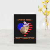 赤い白とブーおかしなハロウィーンの衣装コスチューム カード (黄色い花)